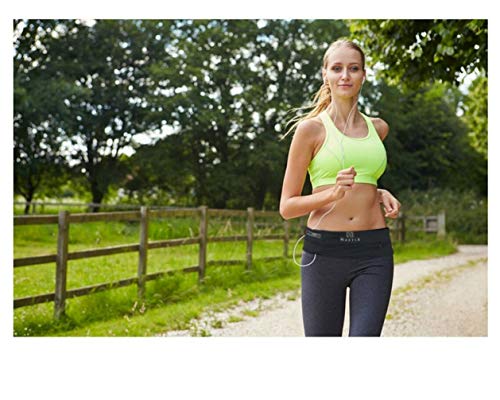 NastiX Cinturón de Correr/riñonera teléfono móvil, cinturón Deportivo con Bolsillo con Cremallera, Bolsillo de Cadera con Cierre Ajustable, Unisex, elástico, para Todas Las Actividades - Negro