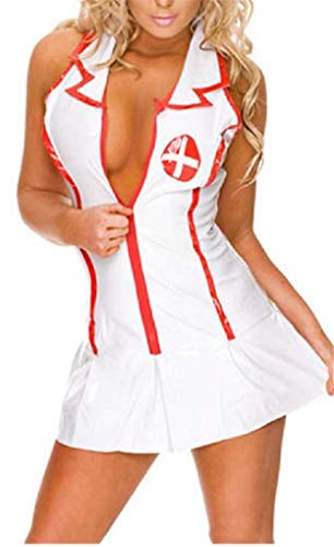 NAVARCH Mujeres Enfermera Conjunto De Lencería Tentación Babydoll Disfraces de Enfermera Uniforme Tentacion Camisetas Vestido Sexy Ropa de Dormir Lencería Cosplay Ropa de Dormir