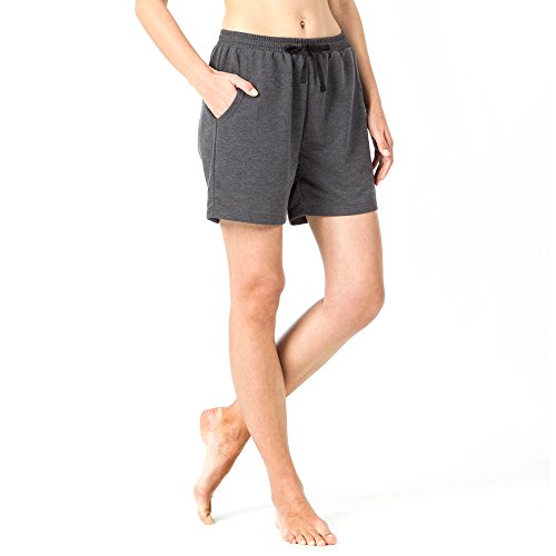 NAVISKIN Pantalones Cortos 5" Deportivos para Mujeres Bolsillos Elástico Transpirable Ligero Training Running Fitness Yoga Pilates Gris XXL