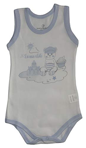 Nazareno Gabrielli 3 Body sin mangas de verano en fresco algodón transpirable para bebé bebé niño íntimo firmado de alta calidad (paquete de 3)