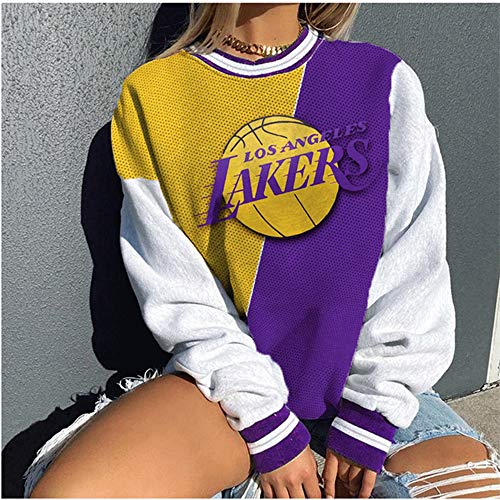 NBA Mujer Los Angeles Lakers Sudadera con Capucha, Jersey De Moda Ligero Jersey De Baloncesto Suéter De Manga Larga Camisetas Deportivas Sueltas,Púrpura,M