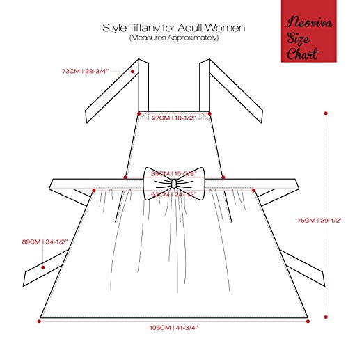 NEOVIVA Delantal de cocina vintage para mujer con bolsillos, delantal de camarera coqueto para tiendas, delantal de mezclilla para niñas estilo Tiffany, rojo a cuadros