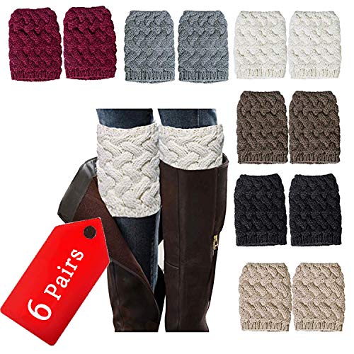 NEPAK 6 Pares Calentadores de Pierna de Invierno para Mujer Térmico Calentar Calientapiernas Ganchillo de Punto de Cable Calcetines