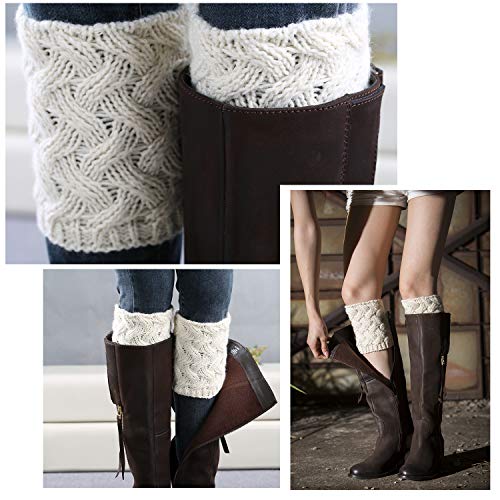 NEPAK 6 Pares Calentadores de Pierna de Invierno para Mujer Térmico Calentar Calientapiernas Ganchillo de Punto de Cable Calcetines