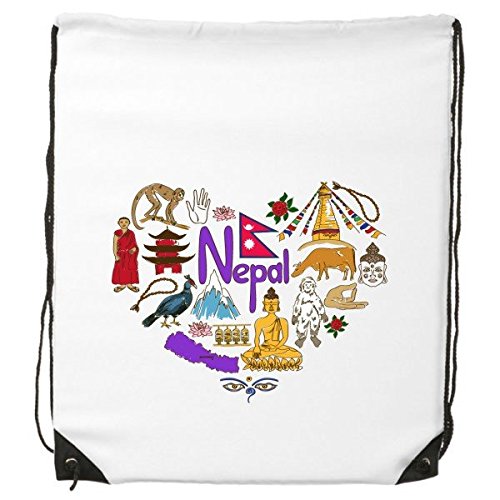 Nepal amor corazón paisaje Customs Landmark animales Nacional Bandera residente dieta ilustración patrón cordón mochila líneas finas Shopping creativa medio ambiente poliéster bolsa de hombro bolso