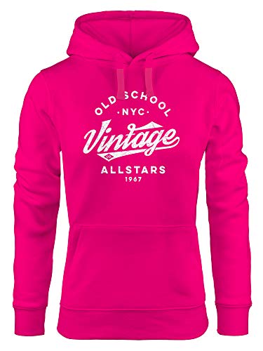 Neverless® Sudadera con capucha para mujer, estilo universitario, texto "Oldschool Vintage Allstars" Vintage Co. Rosa. M