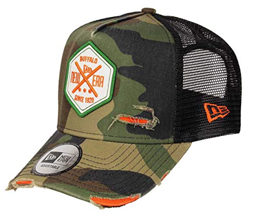 New Era Frame Adjustable Trucker Cap Distressed Hex Patch Camouflage - One-Size