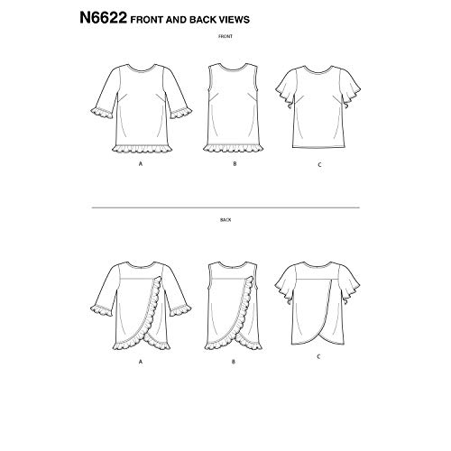 New Look N6622 - Patrones de costura para camisetas de mujer, papel, color blanco