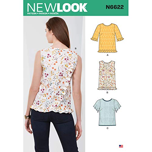 New Look N6622 - Patrones de costura para camisetas de mujer, papel, color blanco