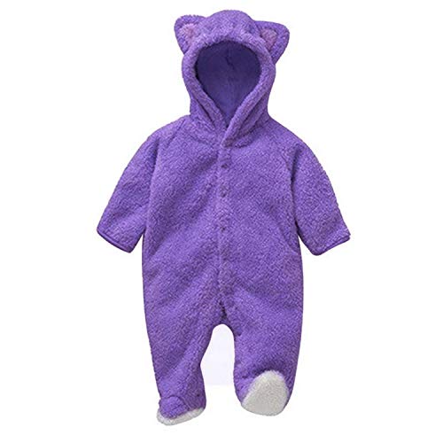 Newborn Baby Winter Hoodie Infant Baby Climbing Spring Outwear Rompers 3M-12M Boy Jumpsuit Style1 Purple 3M