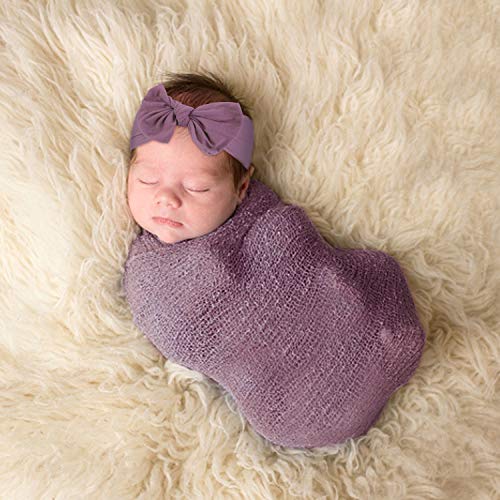 Newborn Fotografia, ZOYLINK Envolver Bebe Diadema de Bebé Fotos de Bebés Accesorios Mantas Para Bebés Mantita de Pelo Ideal Para Hacer Fotos a Bebés. (púrpura)