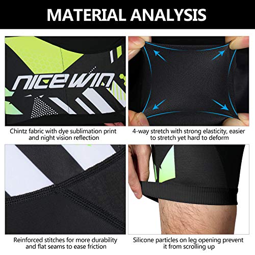NICEWIN Pantalones Cortos de Ciclismo para Hombre Medias de Ciclismo para Motocicleta Pantalones Acolchados de Secado rápido 3D