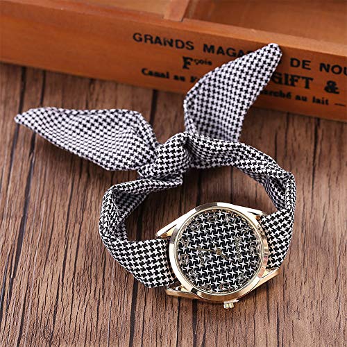 NICEWL Reloj De Pulsera para Mujer, Esfera Clásica De Vidrio Hecha A Mano, Pulsera De Banda De Bufanda De Cuarzo, Correa De Pulsera De Moda Deportiva, Accesorios De Reloj De Decoración Unisex,Negro