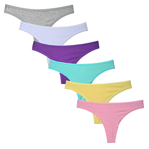 Nightaste Ropa Interior Tanga de Algodón para Mujeres Paquete de 5-10 Piezas Tanga de Rayas de Colores (S, Multi1)