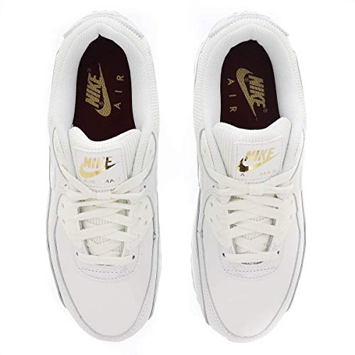 Nike Air MAX 90, Zapatillas Deportivas Mujer, Summit White Summit White Dark Beetroot, 37.5 EU