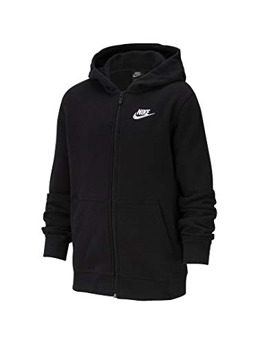 NIKE B NSW Hoodie FZ Club Sweatshirt, Niños, Black/Black/(White), XL