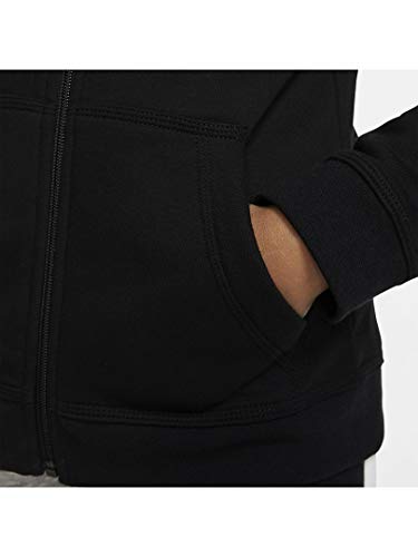 NIKE B NSW Hoodie FZ Club Sweatshirt, Niños, Black/Black/(White), XL