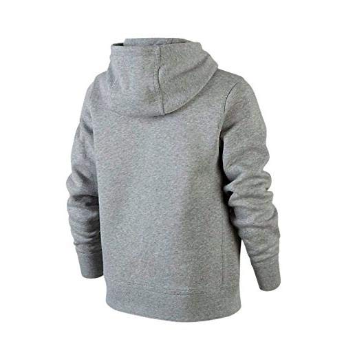 NIKE Brushed Fleece Over The Head Sudadera, Niños, Gris (Dark Grey Heather/White), S