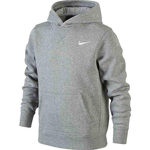 NIKE Brushed Fleece Over The Head Sudadera, Niños, Gris (Dark Grey Heather/White), S