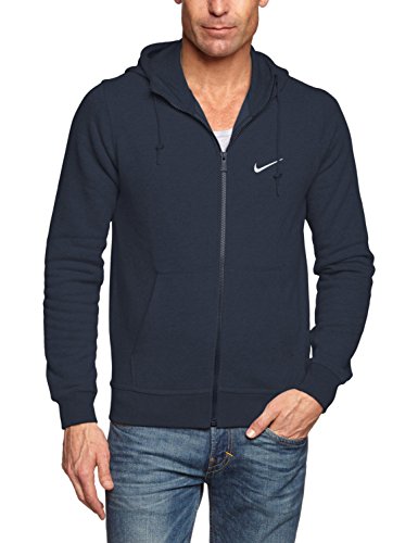NIKE Club FZ Hoody-Swoosh Chaqueta, Hombre, Negro/Blanco (Dark Obsidian/White), L
