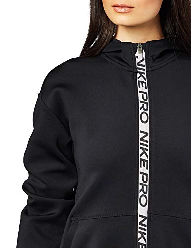 NIKE NP Fleece Full Zip Hoodie Camiseta, Negro (Black/Metallic Silver), (Talla del Fabricante: Medium) para Mujer