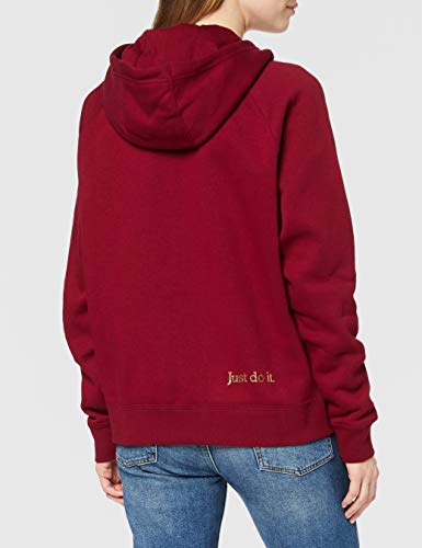 NIKE NSW Full Zip BB Shine Hoodie Americana, Mujer, Rojo (Team Red/Team Red/Metallic GOL), X-Small