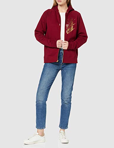NIKE NSW Full Zip BB Shine Hoodie Americana, Mujer, Rojo (Team Red/Team Red/Metallic GOL), X-Small