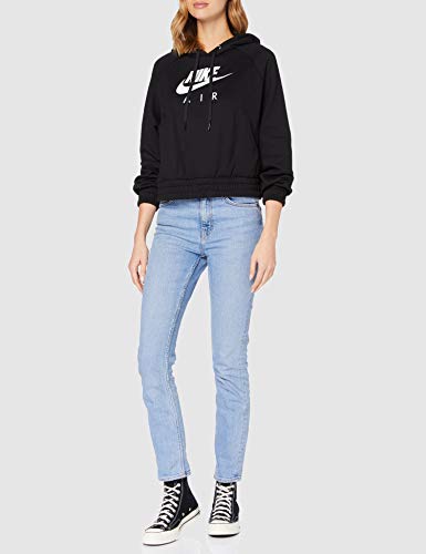NIKE Sudadera con Capucha para Mujer Air Fleece, Mujer, Sudadera con Capucha., CU6561, Blanco/Negro, Extra-Large