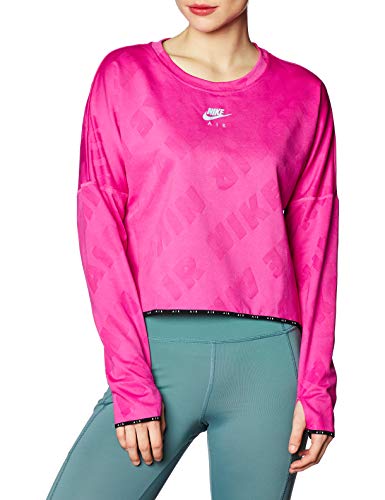 NIKE Sudadera para Mujer Air Midlayer Crew, Mujer, Sudadera para Mujer., CJ1882, Fire Pink/Reflective Silv, Large