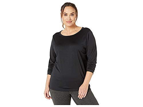 NIKE W NK Dry LS Top ELASTIKA Plus Camiseta de Manga Larga, Mujer, Black/Black, 2X