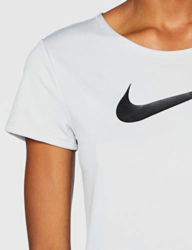 NIKE W NK Swoosh Run SS T-Shirt, Mujer, Grey Fog/Reflective silv/Black, M