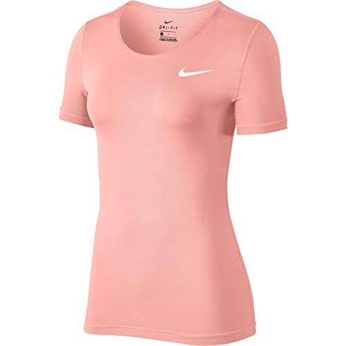 NIKE W NP Top SS All Over Mesh Jersey Deportivo, Rosa (Storm Pink/White 646), Small para Mujer