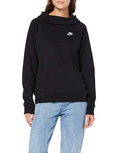 NIKE W NSW Essntl Fnl Po FLC Sweatshirt, Mujer, Black/White, M