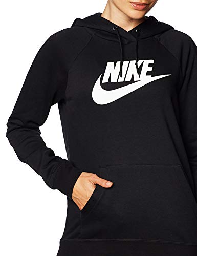 NIKE W NSW Essntl Hoodie Po Hbr Sweatshirt, Mujer, Black/ White, S