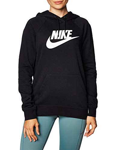 NIKE W NSW Essntl Hoodie Po Hbr Sweatshirt, Mujer, Black/ White, S