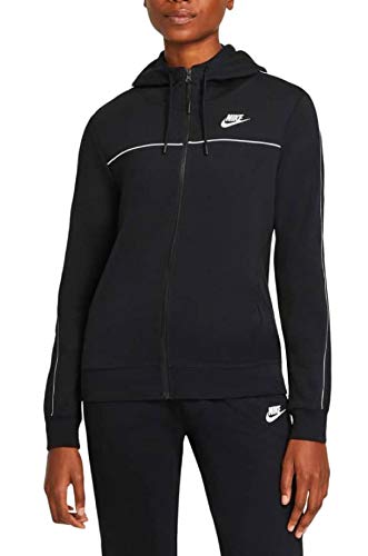 NIKE W NSW FZ Hoodie Mlnm FLC - Chaqueta para Mujer Negro/Blanco XL