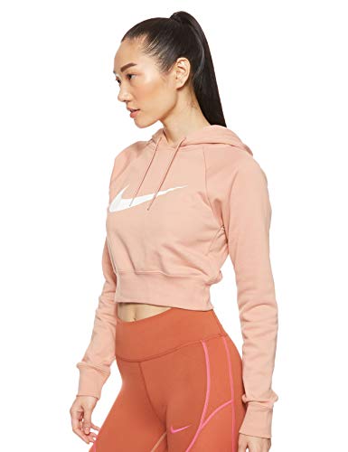 NIKE W NSW Swsh Hoodie Crop Ft Sudadera, Mujer, Rose Gold/White, L