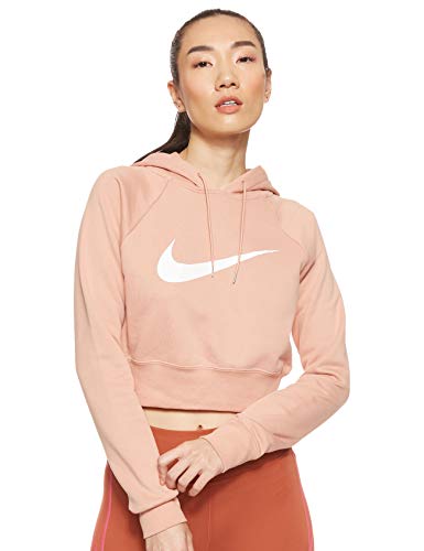 NIKE W NSW Swsh Hoodie Crop Ft Sudadera, Mujer, Rose Gold/White, L