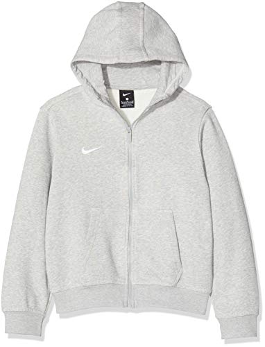NIKE YTH Team Club FZ Hoody Sudadera, Niños, Grey Heather/Blanco, XS