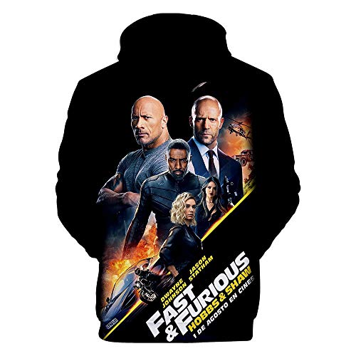 Nikea Hombre Mujer Pullover Sudadera con Capucha Unisex 3D Dominic Toretto Luke Hobbs Deckard Shaw Digital Impresión Bolsillo Encapuchado Sudaderas Casual Suelto Ajuste Tops,A,M