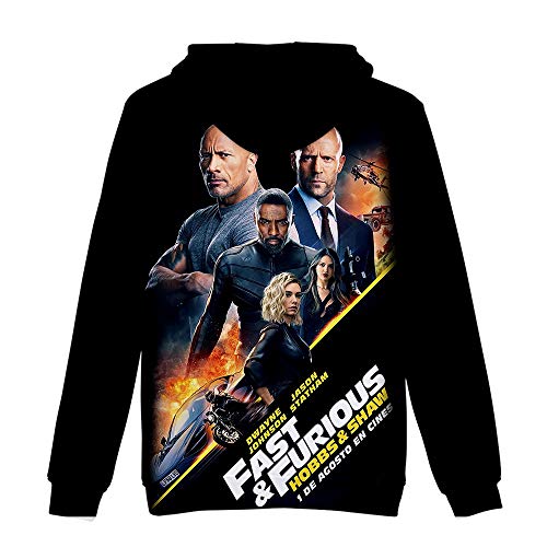 Nikea Hombre Mujer Pullover Sudadera con Capucha Unisex 3D Dominic Toretto Luke Hobbs Deckard Shaw Digital Impresión Bolsillo Encapuchado Sudaderas Casual Suelto Ajuste Tops,A,M