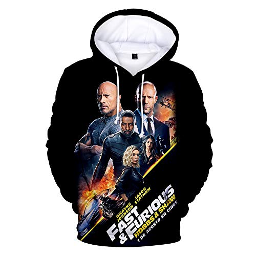 Nikea Hombre Mujer Pullover Sudadera con Capucha Unisex 3D Dominic Toretto Luke Hobbs Deckard Shaw Digital Impresión Bolsillo Encapuchado Sudaderas Casual Suelto Ajuste Tops,A,M