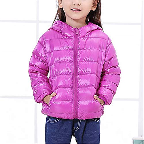 Niñas Ultra Ligero Chaquetas de Pluma Manga Larga Chaquetas con Capucha Niños Acolchada Cazadoras Violeta Claro 100