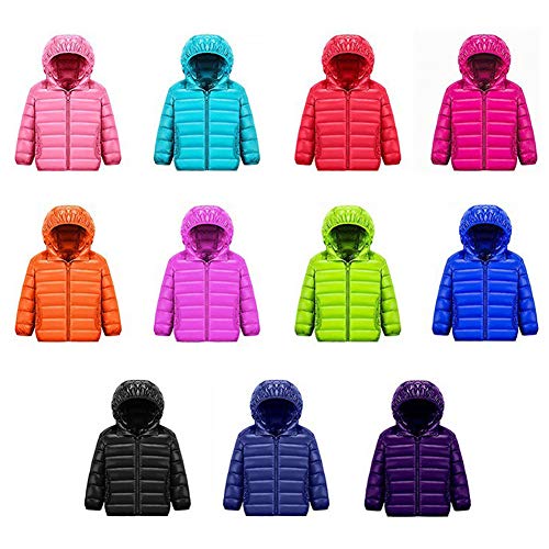 Niñas Ultra Ligero Chaquetas de Pluma Manga Larga Chaquetas con Capucha Niños Acolchada Cazadoras Violeta Claro 100