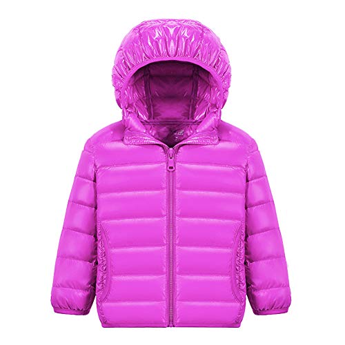 Niñas Ultra Ligero Chaquetas de Pluma Manga Larga Chaquetas con Capucha Niños Acolchada Cazadoras Violeta Claro 100