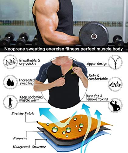 NINGMI, Sudadera de Neopreno para Hombre, Trajes de sudoración, Chaleco recortador de Cintura ponderado, Camisa de Entrenamiento para Sauna