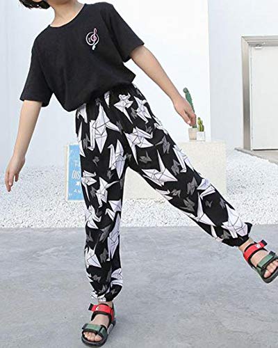 Nios Verano Elsticos Sencillos Cintura Impreso Holgados Harem Pantalones Mil grullas de Papel 140