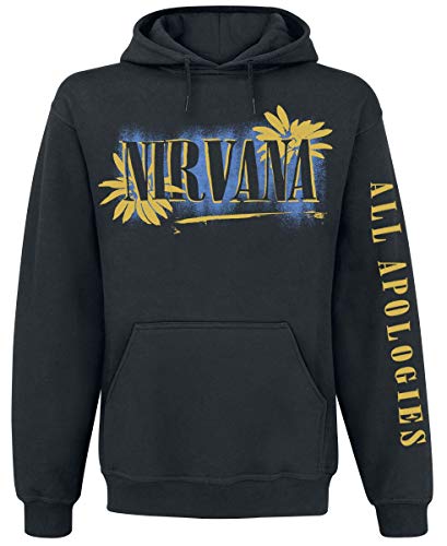 Nirvana All Apologies Hombre Sudadera con Capucha Negro M