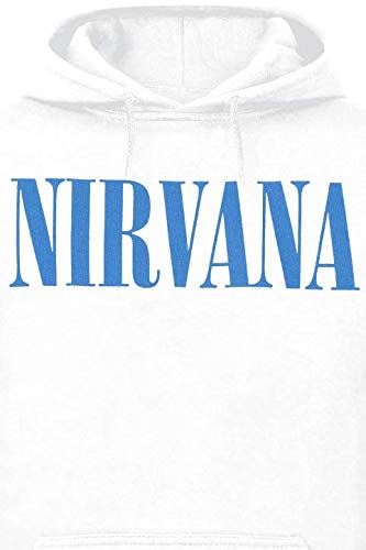 Nirvana Nevermind Hombre Sudadera con Capucha Blanco S, 50% algodón, 50% poliéster, Regular