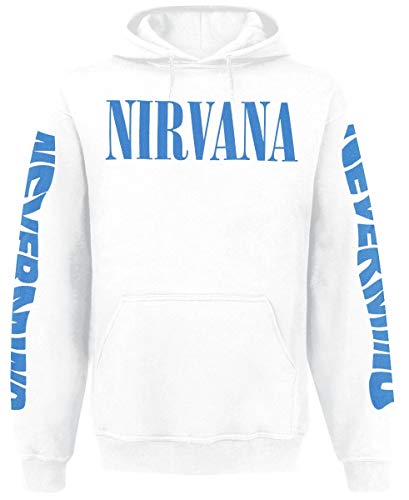 Nirvana Nevermind Hombre Sudadera con Capucha Blanco S, 50% algodón, 50% poliéster, Regular